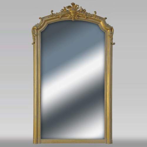 Antique small Louis XV style overmantel pierglass with pearls