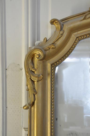 Antique small Louis XV style overmantel pierglass with pearls Antique small Louis XV style overmantel pierglass with pearls-2