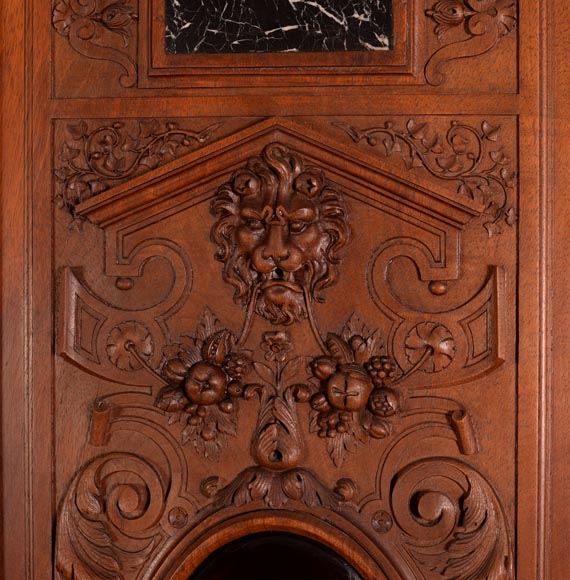 MAZAROZ-RIBAILLIER & SOYER Théophile — Important Neo-Renaissance carved walnut display cabinet with painted enamel plaques MAZAROZ-RIBAILLIER & SOYER Théophile — Important Neo-Renaissance carved walnut display cabinet with painted enamel plaques-13