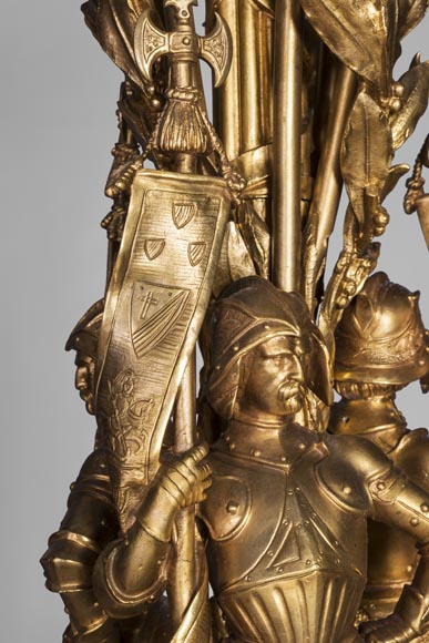 Jean-François-Théodore GECHTER (1795–1844) & Nicolas-Germain CHARPENTIER (1807–1864), Ensemble comprising a chandelier and a pair of wall sconces with standard and trophy holders Jean-François-Théodore GECHTER (1795–1844) & Nicolas-Germain CHARPENTIER (1807–1864), Ensemble comprising a chandelier and a pair of wall sconces with standard and trophy holders-2