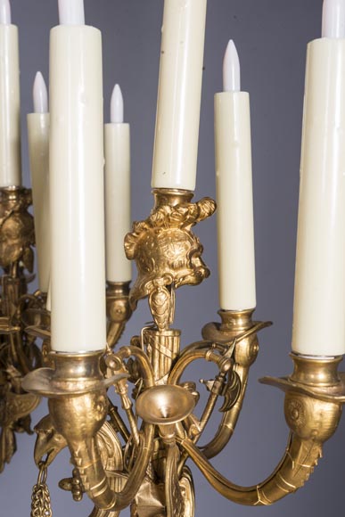 Jean-François-Théodore GECHTER (1795–1844) & Nicolas-Germain CHARPENTIER (1807–1864), Ensemble comprising a chandelier and a pair of wall sconces with standard and trophy holders Jean-François-Théodore GECHTER (1795–1844) & Nicolas-Germain CHARPENTIER (1807–1864), Ensemble comprising a chandelier and a pair of wall sconces with standard and trophy holders-11