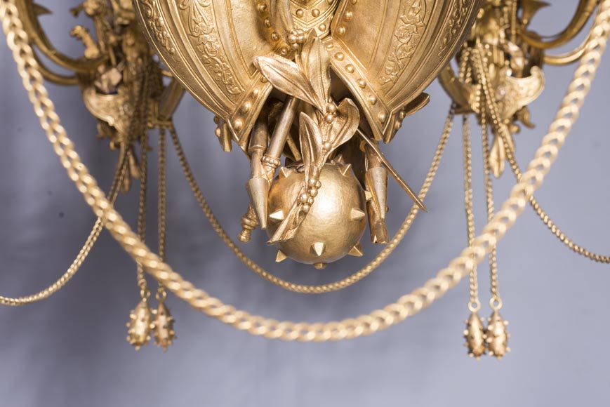 Jean-François-Théodore GECHTER (1795–1844) & Nicolas-Germain CHARPENTIER (1807–1864), Ensemble comprising a chandelier and a pair of wall sconces with standard and trophy holders Jean-François-Théodore GECHTER (1795–1844) & Nicolas-Germain CHARPENTIER (1807–1864), Ensemble comprising a chandelier and a pair of wall sconces with standard and trophy holders-18
