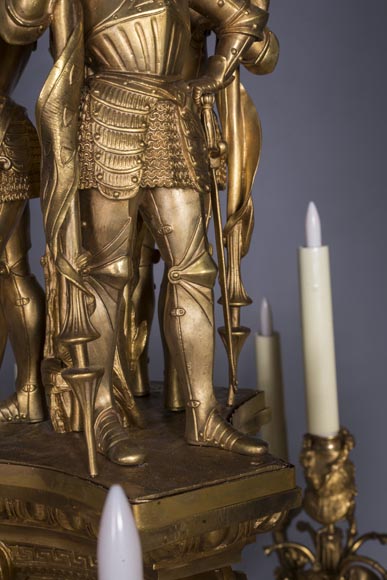 Jean-François-Théodore GECHTER (1795–1844) & Nicolas-Germain CHARPENTIER (1807–1864), Ensemble comprising a chandelier and a pair of wall sconces with standard and trophy holders Jean-François-Théodore GECHTER (1795–1844) & Nicolas-Germain CHARPENTIER (1807–1864), Ensemble comprising a chandelier and a pair of wall sconces with standard and trophy holders-19