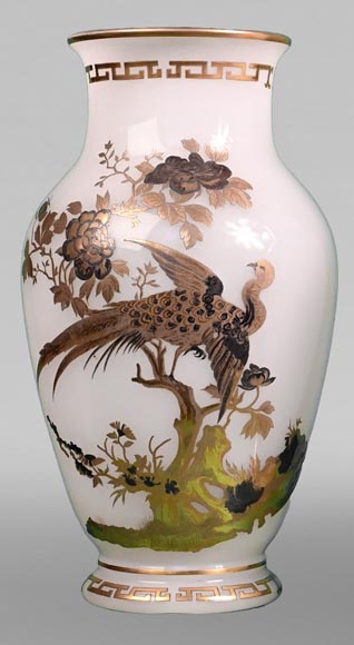 BACCARAT, Pair of Vases With Peacock, Rooster and Wader, circa 1880 BACCARAT, Pair of Vases With Peacock, Rooster and Wader, circa 1880-1