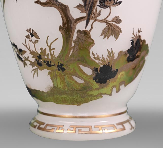 BACCARAT, Pair of Vases With Peacock, Rooster and Wader, circa 1880 BACCARAT, Pair of Vases With Peacock, Rooster and Wader, circa 1880-6