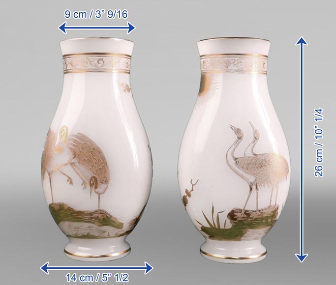 BACCARAT, Pair of Vases With Peacock, Rooster and Wader, circa 1880 BACCARAT, Pair of Vases With Peacock, Rooster and Wader, circa 1880-11