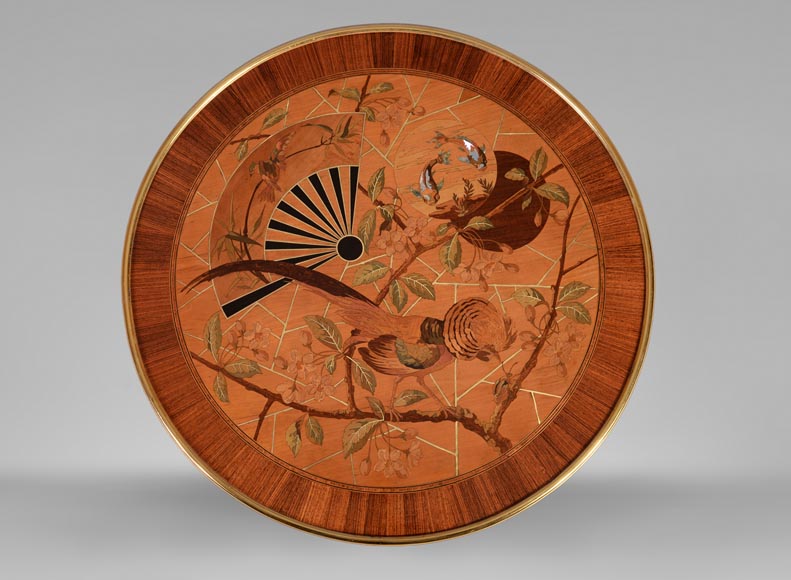 Pierre-Ferdinand DUVINAGE (1823-1876) - Pedestal table with Japanese decoration of Pierre-Ferdinand DUVINAGE (1823-1876) - Pedestal table with Japanese decoration of