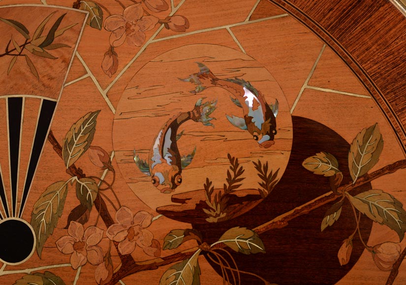 Pierre-Ferdinand DUVINAGE (1823-1876) - Pedestal table with Japanese decoration of Pierre-Ferdinand DUVINAGE (1823-1876) - Pedestal table with Japanese decoration of