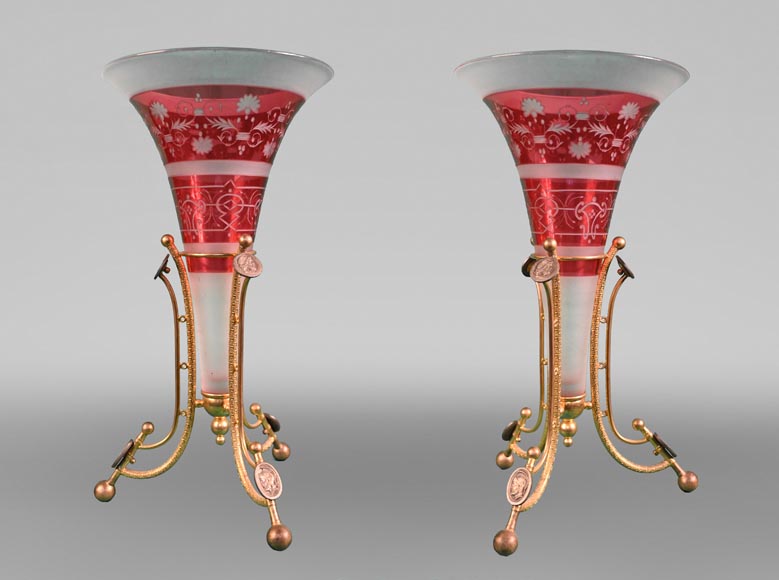 BACCARAT, Pair of Mounted Vases, circa 1878 BACCARAT, Pair of Mounted Vases, circa 1878-0