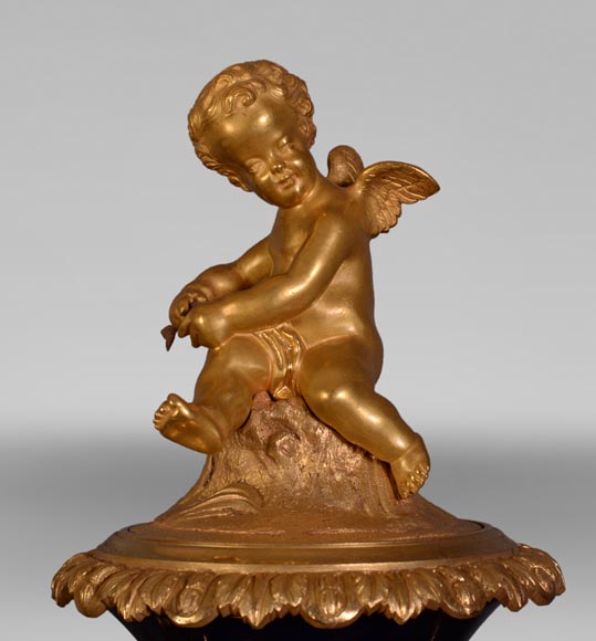 Napoleon III style clock, in Sèvres night blue porcelain and gilded bronze Napoleon III style clock, in Sèvres night blue porcelain and gilded bronze-2