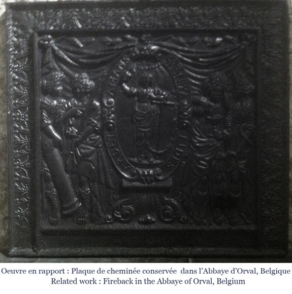 Antique fireback with jansenist decoration, 18th century Antique fireback with jansenist decoration, 18th century-7