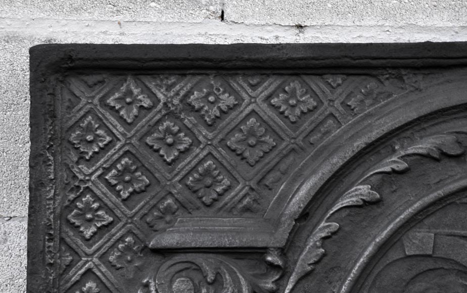 Antique large Louis XV style fireback with Diana and the sages, 18th century Antique large Louis XV style fireback with Diana and the sages, 18th century-4