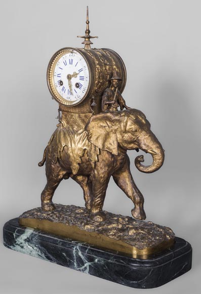 Christophe FRATIN (1801-1864) rare Asian elephant clock, in gilded and patinated bronze Christophe FRATIN (1801-1864) rare Asian elephant clock, in gilded and patinated bronze-0