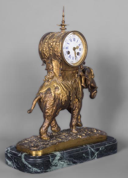 Christophe FRATIN (1801-1864) rare Asian elephant clock, in gilded and patinated bronze Christophe FRATIN (1801-1864) rare Asian elephant clock, in gilded and patinated bronze-2
