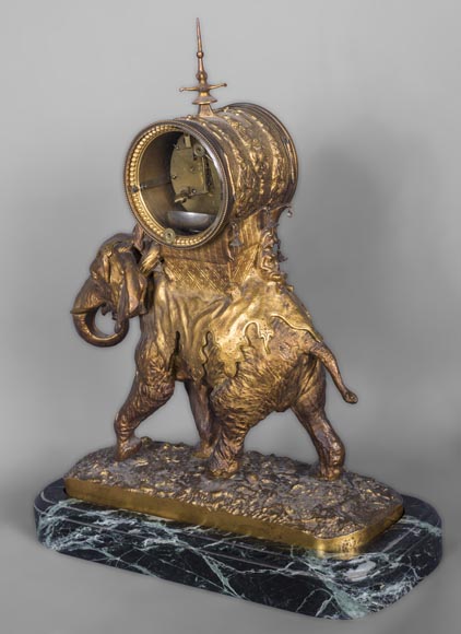Christophe FRATIN (1801-1864) rare Asian elephant clock, in gilded and patinated bronze Christophe FRATIN (1801-1864) rare Asian elephant clock, in gilded and patinated bronze-4
