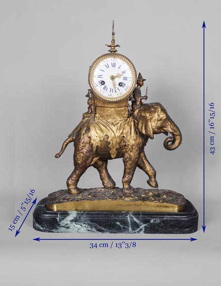 Christophe FRATIN (1801-1864) rare Asian elephant clock, in gilded and patinated bronze Christophe FRATIN (1801-1864) rare Asian elephant clock, in gilded and patinated bronze-7
