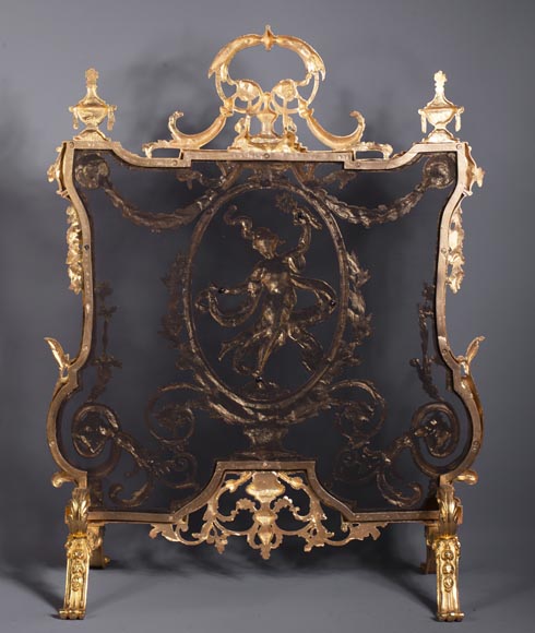 Antique Napoleon III style firescreen made of gilt bronze with dancer Antique Napoleon III style firescreen made of gilt bronze with dancer-8