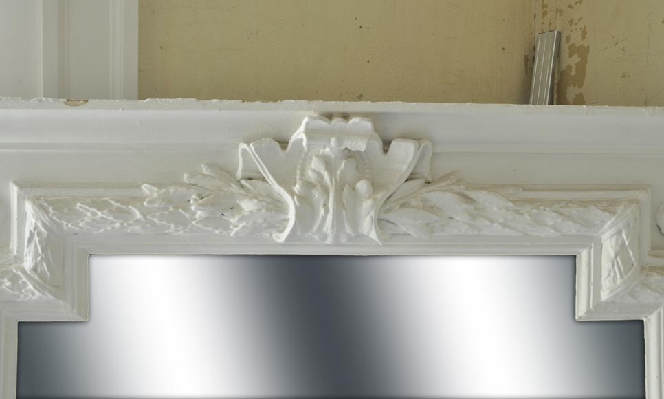 Antique Napoleon III overmantel pierglass with friezes of laurel branches and wide shell Antique Napoleon III overmantel pierglass with friezes of laurel branches and wide shell-1