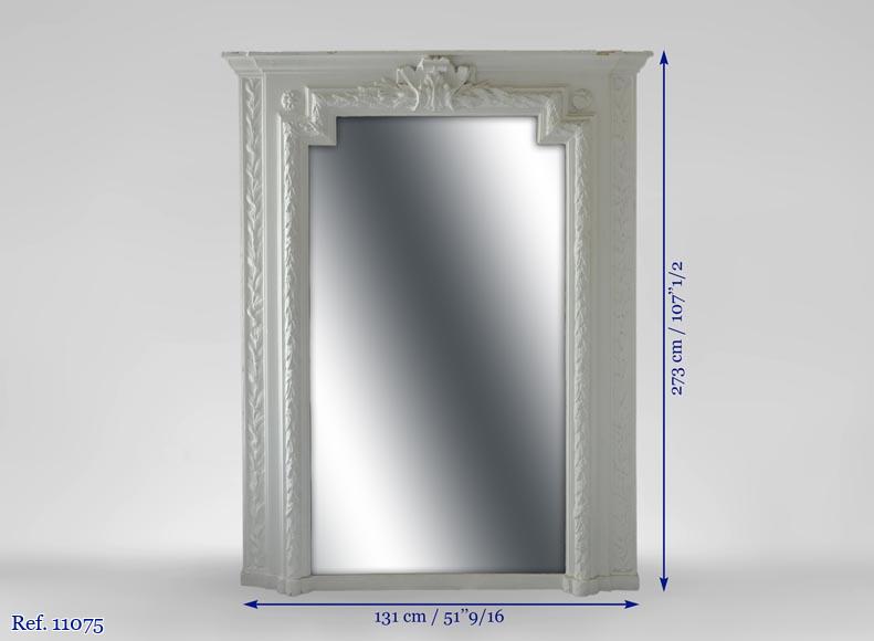 Antique Napoleon III overmantel pierglass with friezes of laurel branches and wide shell Antique Napoleon III overmantel pierglass with friezes of laurel branches and wide shell-5