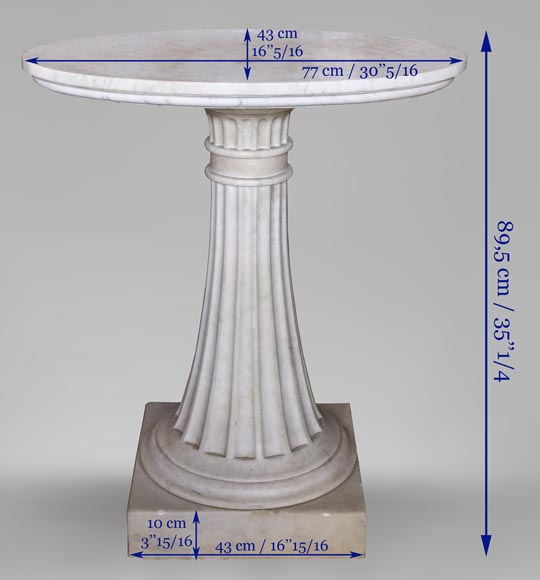Neoclassical style pedestal table made out of Carrara marble Neoclassical style pedestal table made out of Carrara marble-4