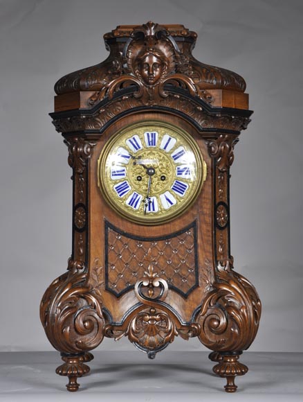 Mazaroz (attributed to), Neo-Renaissance carved walnut cartel clock-0