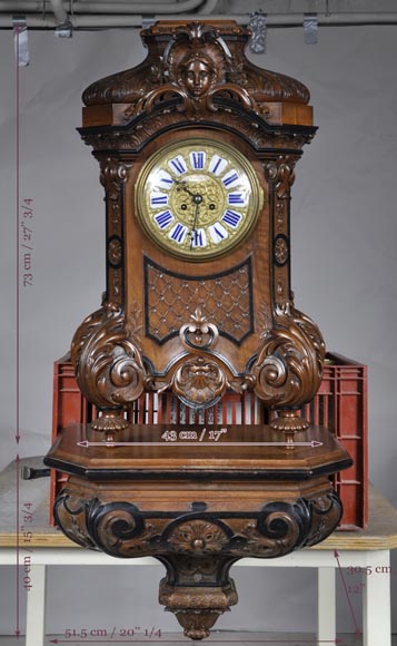 Mazaroz (attributed to), Neo-Renaissance carved walnut cartel clock-6