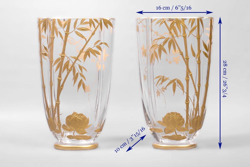 BACCARAT, Pair of Vases with Bamboo Decor, circa 1880 BACCARAT, Pair of Vases with Bamboo Decor, circa 1880-6