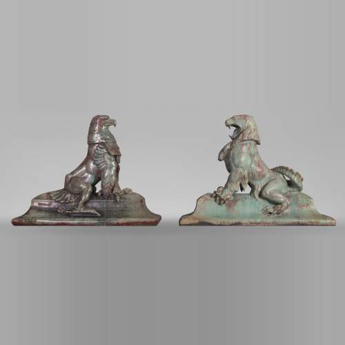 Emmanuel FREMIET (1824-1910) et Emile MÜLLER ET CIE The Eagle and The Lizard, ridge tiles after the sculpture of the Château of Pierrefonds