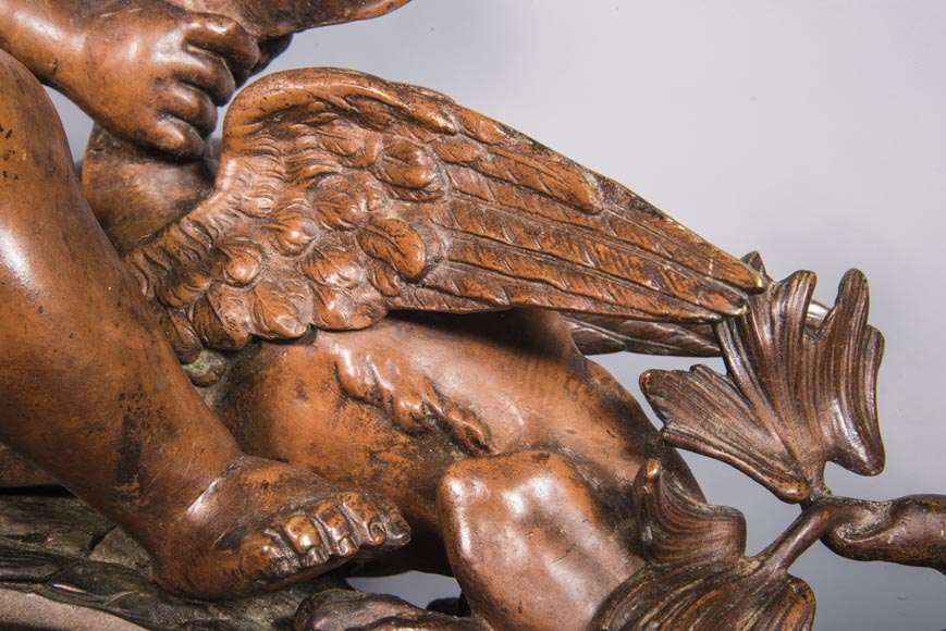 Pair of chenets, with putti and chimeras, made out of two patinas bronze Pair of chenets, with putti and chimeras, made out of two patinas bronze-4