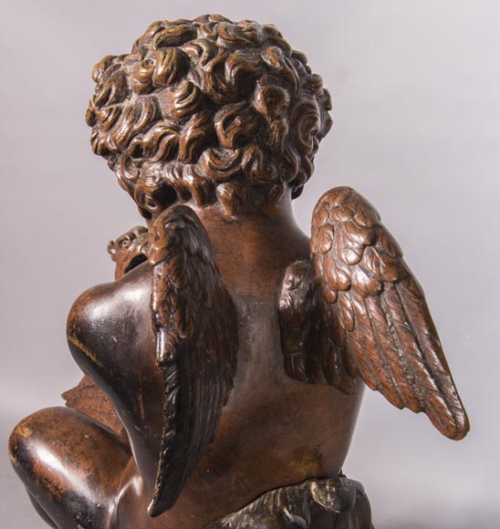 Pair of chenets, with putti and chimeras, made out of two patinas bronze Pair of chenets, with putti and chimeras, made out of two patinas bronze-11