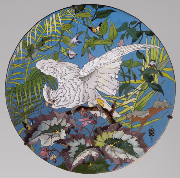André-Fernand THESMAR (1843-1912) and Ferdinand BARBEDIENNE (1810-1892) - Ornamental japanese style plate André-Fernand THESMAR (1843-1912) and Ferdinand BARBEDIENNE (1810-1892) - Ornamental japanese style plate-0