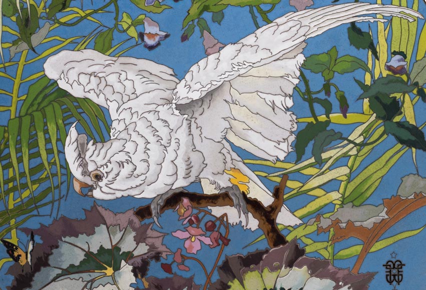 André-Fernand THESMAR (1843-1912) and Ferdinand BARBEDIENNE (1810-1892) - Ornamental japanese style plate André-Fernand THESMAR (1843-1912) and Ferdinand BARBEDIENNE (1810-1892) - Ornamental japanese style plate-1