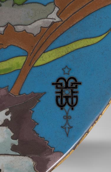 André-Fernand THESMAR (1843-1912) and Ferdinand BARBEDIENNE (1810-1892) - Ornamental japanese style plate André-Fernand THESMAR (1843-1912) and Ferdinand BARBEDIENNE (1810-1892) - Ornamental japanese style plate-2