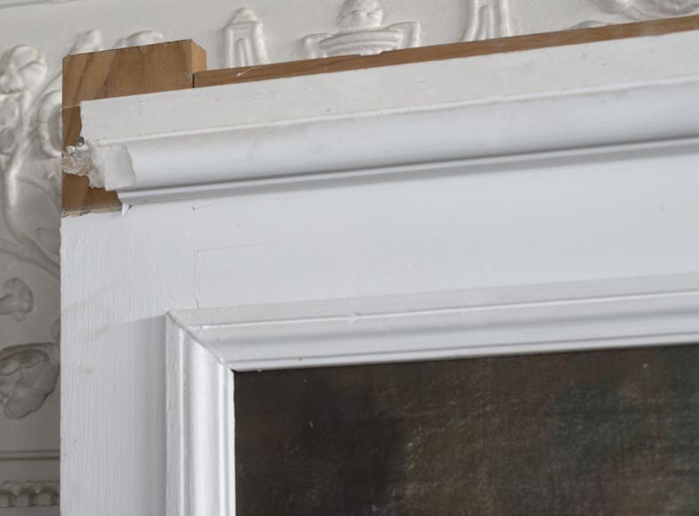 Beautiful antique Louis XV style overmantel mirror with an oil on canvas representing a woman and putti Beautiful antique Louis XV style overmantel mirror with an oil on canvas representing a woman and putti-5