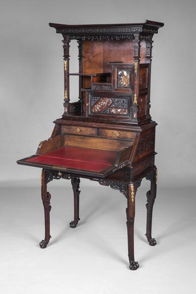 Gabriel VIARDOT, Desk with a Buddhist monk, signed and dated 1886 Gabriel VIARDOT, Desk with a Buddhist monk, signed and dated 1886-2