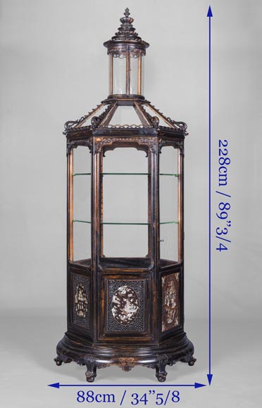 Display cabinet of Far Eastern inspiration, hexagonal form Display cabinet of Far Eastern inspiration, hexagonal form-6