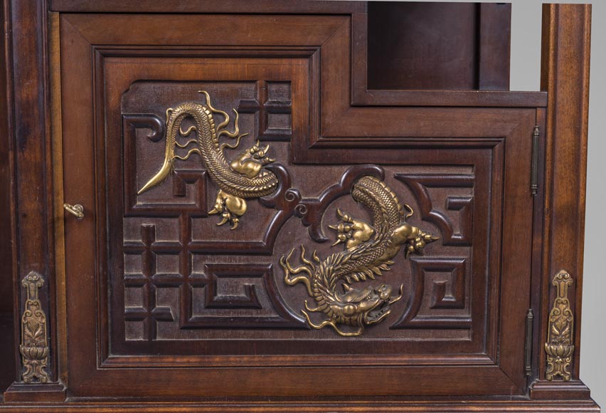Gabriel VIARDOT (1830-1906) - Japanese style shelf cabinet with mother of pearl decoration Gabriel VIARDOT (1830-1906) - Japanese style shelf cabinet with mother of pearl decoration-6