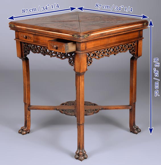 Japanese style game table with an engraved decoration Japanese style game table with an engraved decoration-12