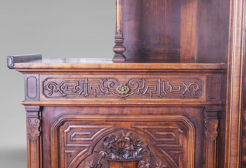 Gabriel VIARDOT (attributed to) - Asymmetrical cabinet with rich engraved and sculpted decoration of extreme oriental inspiration Gabriel VIARDOT (attributed to) - Asymmetrical cabinet with rich engraved and sculpted decoration of extreme oriental inspiration-5