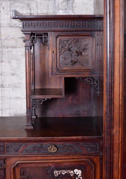 Small Japanese unit with a decor of vase with flowers and mother of pearl inlays Small Japanese unit with a decor of vase with flowers and mother of pearl inlays-8