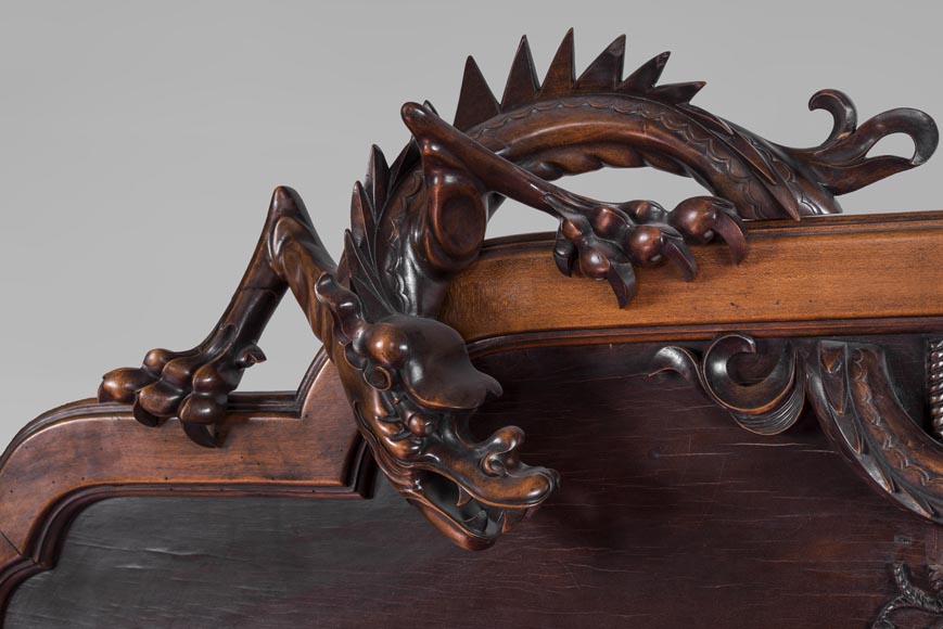 Maison des Bambous Alfred PERRET et Ernest VIBERT (attributed to) - Japanese style bed with dragon Maison des Bambous Alfred PERRET et Ernest VIBERT (attributed to) - Japanese style bed with dragon-2