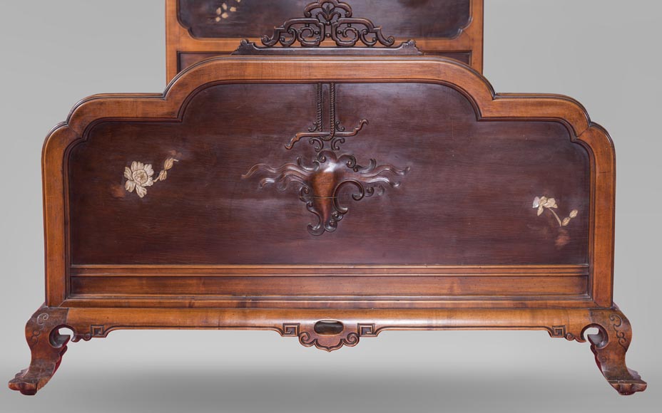 Maison des Bambous Alfred PERRET et Ernest VIBERT (attributed to) - Japanese style bed with dragon Maison des Bambous Alfred PERRET et Ernest VIBERT (attributed to) - Japanese style bed with dragon-3