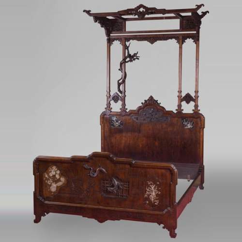 Gabriel Viardot (attributed to) - Japanese style bed with mother-of-pearl marquetery