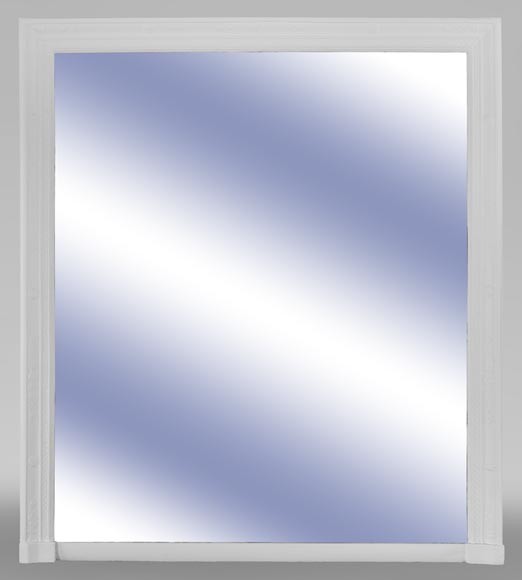 Restauration style overmantel mirror with palmettes, wood and painted stucco Restauration style overmantel mirror with palmettes, wood and painted stucco-0