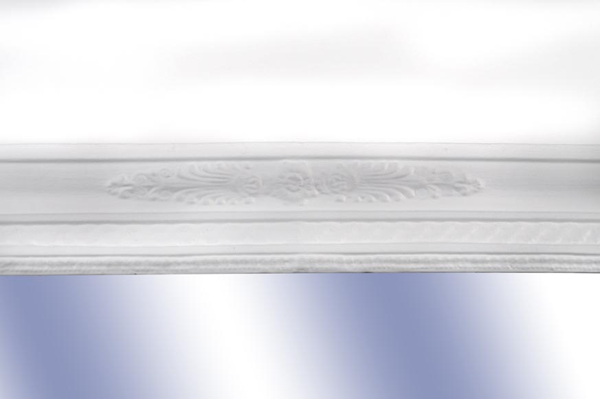 Restauration style overmantel mirror with palmettes, wood and painted stucco Restauration style overmantel mirror with palmettes, wood and painted stucco-1