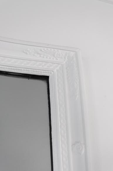 Restauration style overmantel mirror with palmettes, wood and painted stucco Restauration style overmantel mirror with palmettes, wood and painted stucco-2