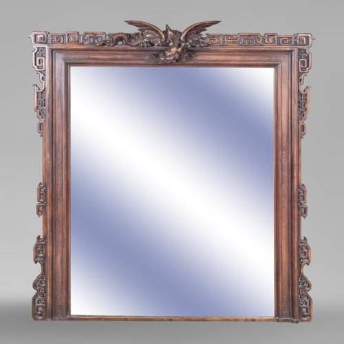 An antique Japonisme style trumeau with winged dragon