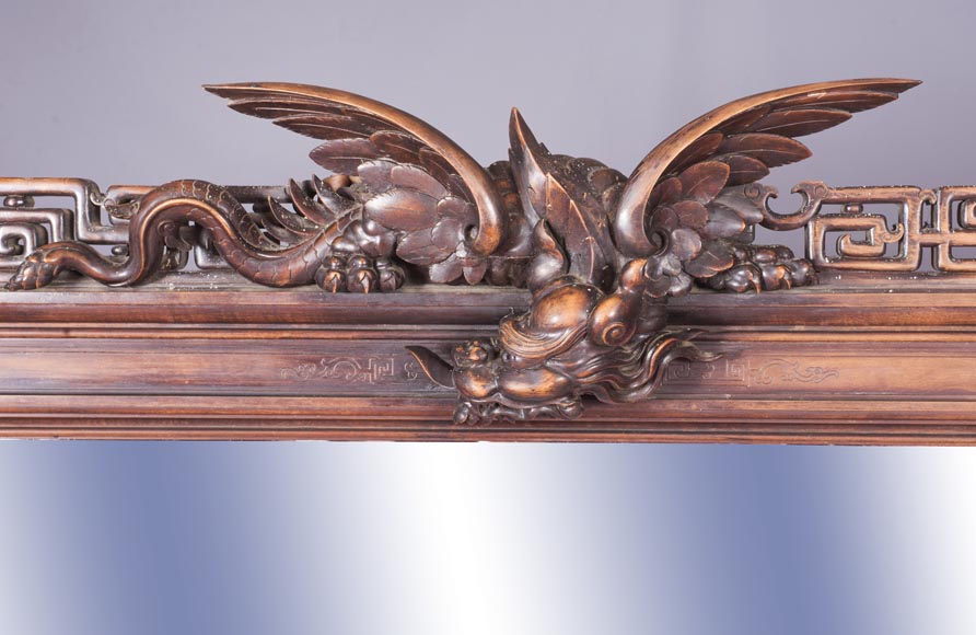 An antique Japonisme style trumeau with winged dragon An antique Japonisme style trumeau with winged dragon-1