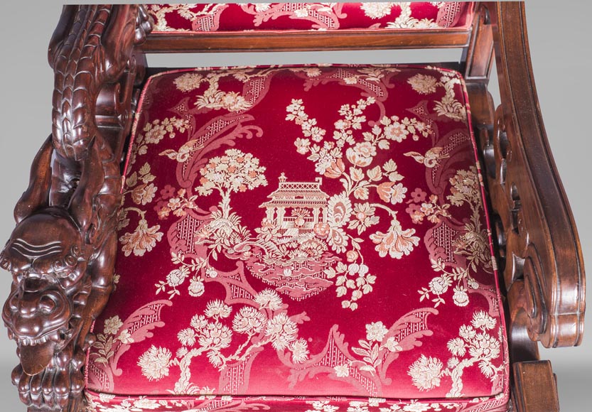 Cyrille RUFFIER DES AIMES (1844-1916) - Set of two chairs and an armchair inspired by the Far East Cyrille RUFFIER DES AIMES (1844-1916) - Set of two chairs and an armchair inspired by the Far East-9