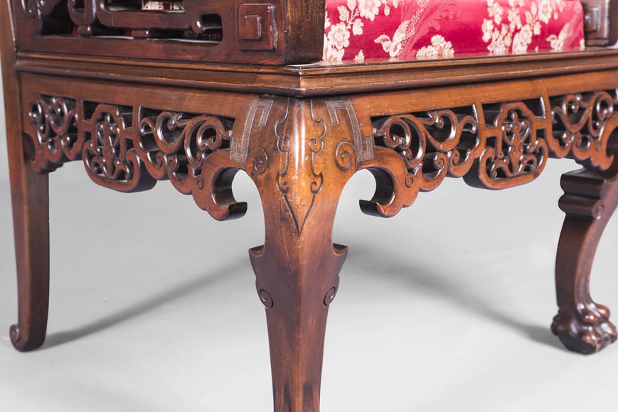 Cyrille RUFFIER DES AIMES (1844-1916) - Set of two chairs and an armchair inspired by the Far East Cyrille RUFFIER DES AIMES (1844-1916) - Set of two chairs and an armchair inspired by the Far East-10